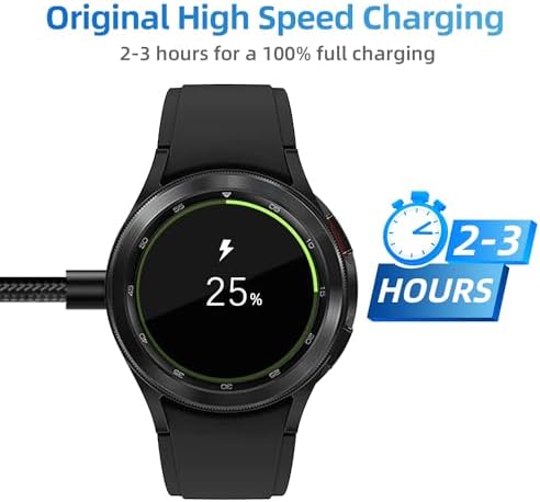 Efficient USB C Charger for Samsung Galaxy Watch Series – Premium Nylon Cables for Galaxy Watch 7/6/5/4/3/Active 2 – Rapid Charging with Advanced Safety Features for Everyday Use and Travel Convenience