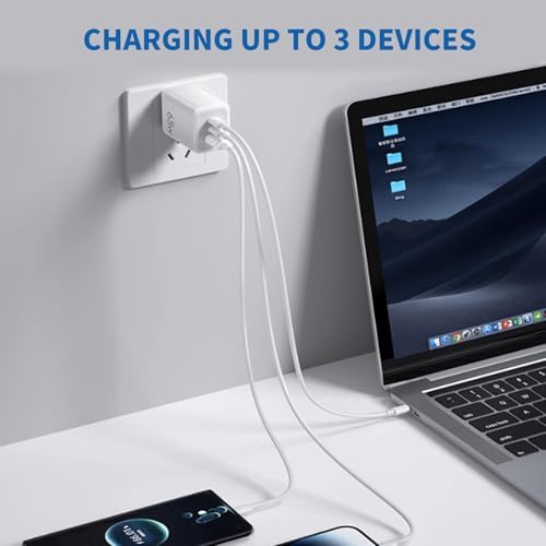 65 W Ga N USB C Charger – Ultra-Fast Compact Travel Adapter with 3 Ports for i Phone 16/15/14/13, i Pad Pro & More – Intelligent Power Delivery for Optimal Charging Speed – Foldable Design for Easy Portability and Storage