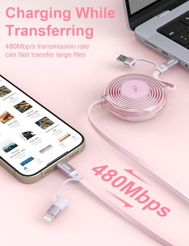 Revolutionary 4-in-1 Retractable USB-C Charging Cable for i Phone 16, Samsung, Mac Book & i Pad – 100 W High-Speed Power Delivery, Tangle-Free Storage, and Sleek Black Design for Ultimate Portability in Home, Office, and Travel Settings