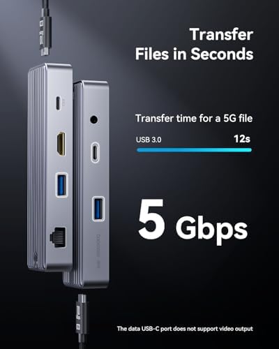 Transform Your Workflow with the DOCKCASE Explorer Edition 6-in-1 USB C Hub – Experience 4 K@60 Hz HDMI Output, Lightning-Fast Gigabit Ethernet, and Versatile USB-C & Dual USB-A Connections for Mac Book Air/Pro & XPS – Ultimate Power Delivery for Dynamic Professionals On the Move