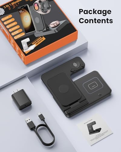 3-in-1 Wireless Charging Station for Apple Devices – Fast Charging Dock for i Phone 15/14/13/12 Pro Max, Apple Watch Series 8/7/SE/6/5/4/3/2, and Samsung Phones – Sleek Multi-Device Charger with Enhanced Safety Features and Compact Design