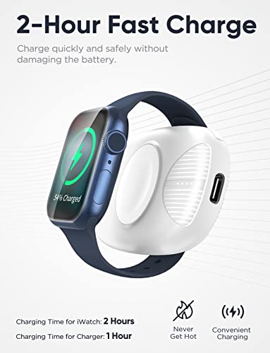 Magnetic Keychain Wireless Power Bank for Apple Watch – 1000 m Ah Portable Charger with 4 LED Indicators, Universal Compatibility for All Apple Watch Series, Effortless Charging Solution for Active Lifestyles