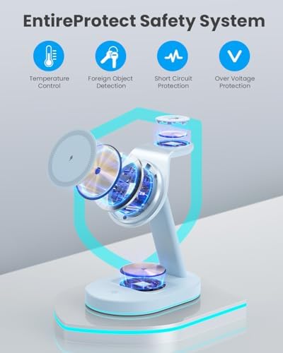 Ultimate 3-in-1 Wireless Charging Station for i Phone, Apple Watch, and Air Pods – Qi2 Certified 15 W Magnetic Charger with 30 W USB-C Adapter & Integrated Night Light – Streamlined Design for i Phone 16/15/14/13/12 – Superior Speed and Enhanced Compatibility for Modern Tech Users