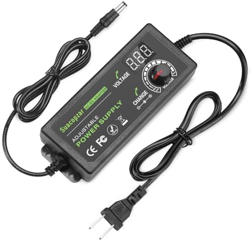 Versatile Universal Adjustable AC/DC Power Supply Adapter – 3 A, 72 W Output, 9 V to 24 V Range – Dual Connector Compatibility (5.5 x 2.1 mm & 5.5 x 2.5 mm) – Optimal Power Solution for Home Electronics with Advanced Safety Features and Global Input Voltage Support