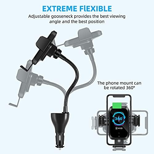 Effortless On-the-Road Charging: 15 W Qi Wireless Car Charger Mount with Auto-Clamping Phone Holder – Dual QC 3.0 Ports for i Phone & Samsung Compatibility – Ideal for Safe, Fast Charging in Any Vehicle