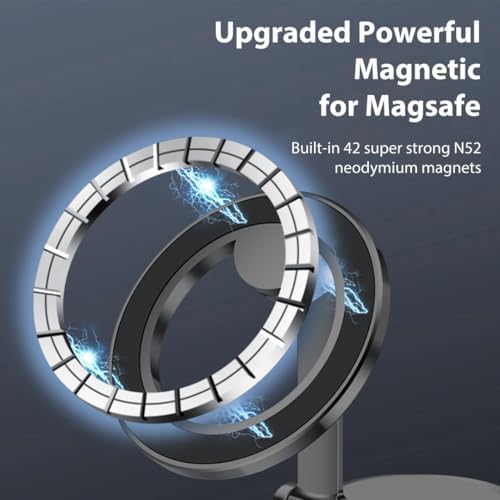 for MagSafe Car Mount, 360° Rotation Phone Holder for Car, Universal Dash Car Mount, All-Metal Magnetic Phone Mount for Car Fit for iPhone 15 14 13 12 Pro Max Plus Mini MagSafe Cases – Enhanced Compatibility and Speed