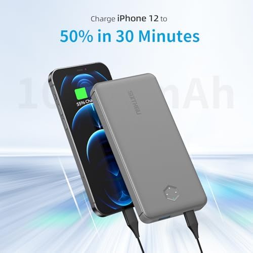 Sleek 10000 m Ah PD 20 W Portable Charger – High-Speed USB-C Power Bank for i Phone 16/15/14/13/12, Samsung S22/S21, Google Devices – Lightweight & Stylish Orange Battery Pack for On-the-Go Charging Solutions