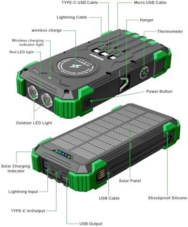 High-Capacity 42800 m Ah Solar Power Bank – Ultimate Outdoor Portable Charger with Wireless Fast Charging & Dual LED Flashlights for i Phone, Samsung, and More – Eco-Friendly Energy Solution Designed for Adventure Seekers