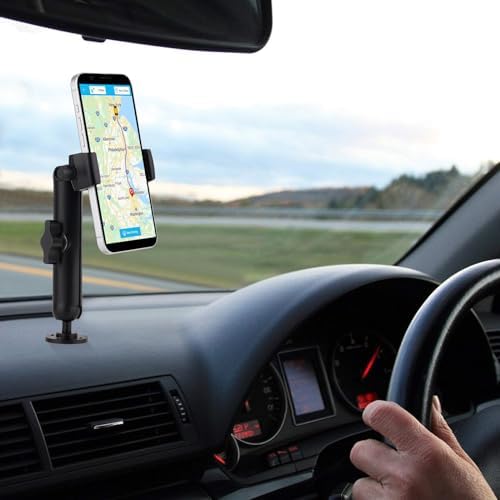 Premium 360° Adjustable Wall Mount Phone Holder – Sturdy Aluminium Alloy Design for Secure Vehicle and Workspace Use – Universal Compatibility for 3.5″ to 7.5″ Smartphones Including i Phone, Nexus, HTC, LG, and Huawei – Enhanced Stability with Durable Drilling Base for Safe Hands-Free Navigation and Optimal Viewing Angles