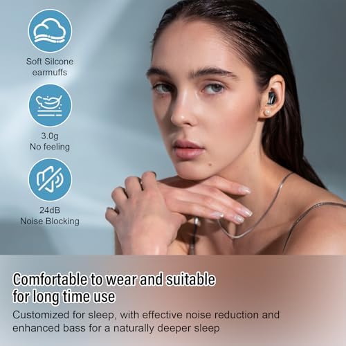 Ultra-Comfort Sleep Earbuds with Advanced Bluetooth 5.4 – Perfectly Designed for Side Sleepers, 47 Hours of Uninterrupted Playtime, Ideal for Meditation, Travel, and Relaxation, Premium Sound Quality & Ergonomic Fit for Ultimate Comfort