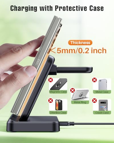Elevate Your Charging Experience with the LK 3-in-1 Wireless Charger – Fast Charging Station for Samsung Galaxy Devices, Compatible with Galaxy Watch Ultra/7/6/5 Pro, S24 Ultra/S23/S22/S21, Z Fold/Flip 6/5/4/3, and Galaxy Buds (Black) – Compact Design with Enhanced Safety Features and LED Indicators for Seamless Power Management