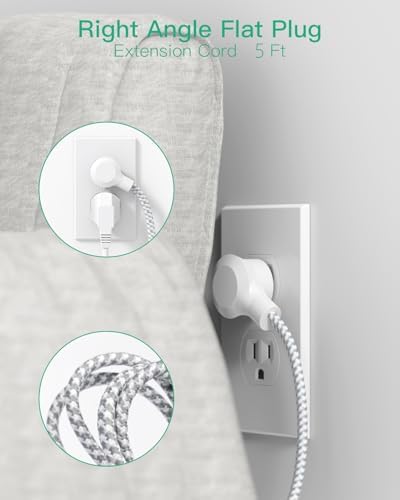 Versatile 10 Ft Braided Power Strip with Flat Plug – 4 Outlets & 3 USB Charging Ports for Effortless Device Management, Overload Protection, and Space-Saving Wall Mount Design for Home and Office Use