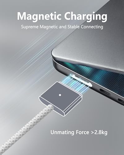 Zeit Nah 140 W USB-C to Magnetic 3 Charging Cable for Mac Book Pro & Air – 2 m Length for Rapid Power Delivery, Enhanced Durability, and Ultimate Convenience in Charging Solutions