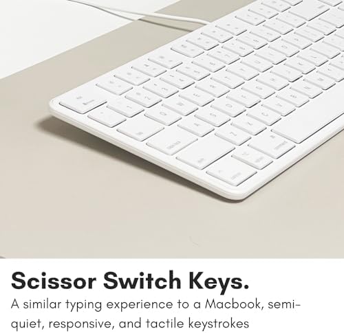 Enhance Your Workspace with the Macally Ultra-Slim USB Wired Keyboard – Full-Size Design & Number Keypad for Mac & Windows Devices, Elegant Silver Finish for Style and Durability