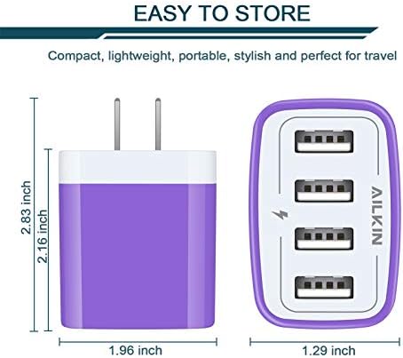 AILKIN 4.8 A Multi-Port USB Wall Charger – Ultimate Fast Charging Station for i Phone 15/14/SE/13/12/11 Pro Max & Samsung S23/S22 – Compact Power Hub with Built-in Safety Features for Home, Office & Travel
