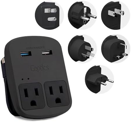 Compact Travel Power Adapter Set for Brazil, Peru & Chile – 20 W Dual USB & USB-C Charger with 2 USA Sockets – Fast Charging with Type C & N Attachments – Portable Plug Converter for Global Travelers – Stay Connected Anywhere
