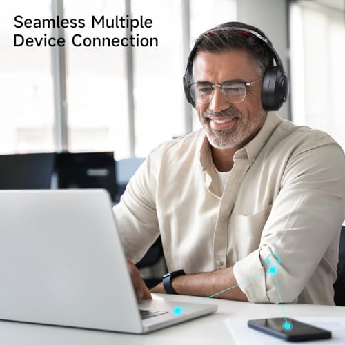 IFECCO Active Noise Cancelling Over-Ear Headphones – Advanced Bluetooth 5.4 Wireless Headset with Unmatched 100-Hour Battery Life, Premium Hi-Fi Sound, Ultimate Comfort, Ideal for Travel, Office, and Home Listening