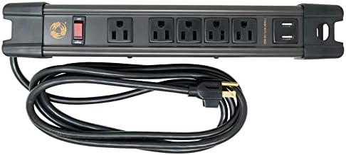Heavy-Duty Magnetic Power Strip with 5 Outlets and 2.4 A USB – 8-Foot Cord for Ultimate Flexibility and Fast Charging, Ideal for Home and Jobsite Use