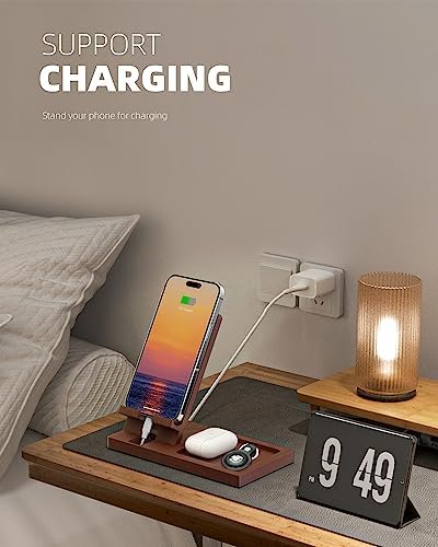 Cell Phone Stand with Tray, Wood Phone Docking Station for Men, Phone Holder for Desk, Men’s Docking Station and Organizer, Wooden Desk Organizer – Enhanced Compatibility and Speed