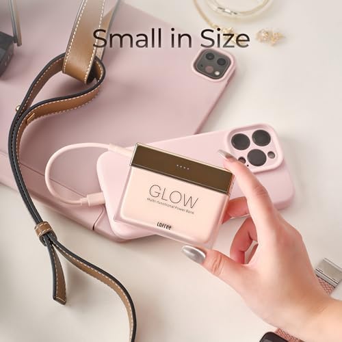 Elegant LOFREE Glow Power Bank – 10,000 m Ah Compact Charger with 22.5 W USB-C Fast Charging & 3 LED Light Effects – Stylish Portable Power Solution for i Phone, i Pad, Samsung Galaxy, Pixel – 270° Rose Fume Design – Ultimate Compatibility & Safety Features