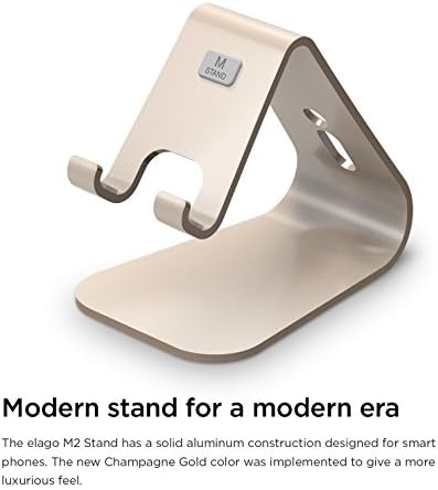 Enhance Your Smartphone Experience with the elago M2 Premium Aluminum Stand – Sleek Silver Ergonomic Design for Effortless Video Calls, Integrated Cable Management, and Universal Compatibility with i Phones and Galaxy Devices – Ideal for Streamlined Workspaces and Mobile Convenience