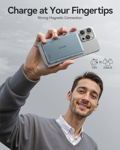 Ultra Slim 5000 m Ah Magnetic Power Bank for i Phone 16, 15, 14, 13, 12 – Qi2 Certified Portable Charger with 20 W PD Fast Charging & 15 W Wireless Capability – Lightweight Design for Effortless On-the-Go Charging – Advanced Safety Features for Device Protection