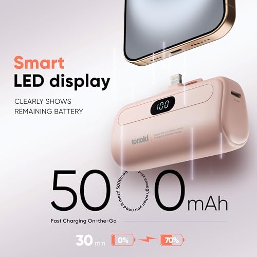 Compact 5000 m Ah Portable Charger for i Phone 15/16 and USB-C Devices – Fast Charging Mini Power Bank in Sleek White – Lightweight On-the-Go Power Bank for Busy Lifestyles – Perfect for Travelers and Professionals