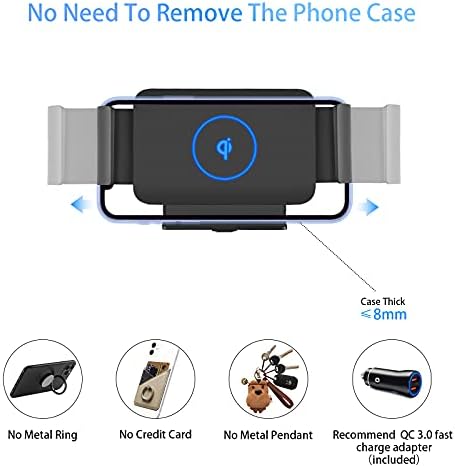 Fast Wireless Car Charger Mount with Auto-Clamping Mechanism for i Phone 16/15/14/13/12 and Galaxy S25/S24/S23/S22/Note20 – 15 W Quick Charge, Adjustable Air Vent Holder, Safe Charging with Over-Temperature and Short-Circuit Protection, Perfect for Hands-Free Navigation and Calls