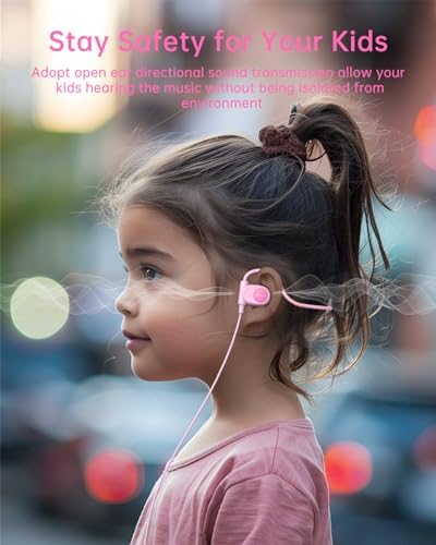 Kid-Friendly Open Ear Headphones – Vibrant Purple Lightweight Design for School and Outdoor Fun – Safe Air Conduction Technology with 3.5 mm Jack – Ultimate Comfort and Hearing Protection for Young Explorers