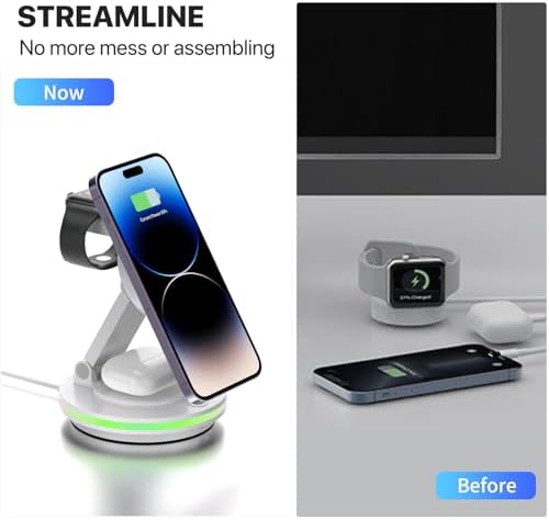 Ultimate 3-in-1 Foldable Charging Station for i Phone, Apple Watch & Air Pods – Magnetic Wireless Charger with Fast Charging for i Phone 11-16 Series, Pro Max Compatibility, Sleek Portable Design for Home & Travel