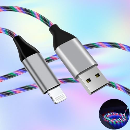 Illuminate Your Charging Experience: 6 ft LED Light-Up MFi Certified i Phone Charger Cable – Fast Charging for i Phone 14, 13, 12, 11 Pro Max, XR, X, SE, 8 Plus, i Pad & i Pod (Vibrant Purple) – Stylish, Durable, and Convenient Performance