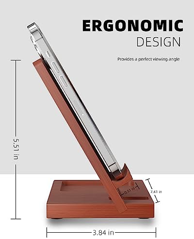 Cell Phone Stand with Tray, Wood Phone Docking Station for Men, Phone Holder for Desk, Men’s Docking Station and Organizer, Wooden Desk Organizer – Enhanced Compatibility and Speed