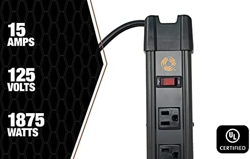 Heavy-Duty Magnetic Power Strip with 5 Outlets and 2.4 A USB – 8-Foot Cord for Ultimate Flexibility and Fast Charging, Ideal for Home and Jobsite Use