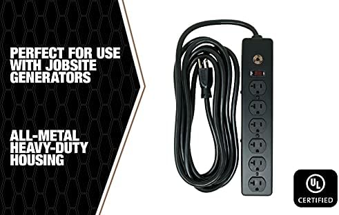 Heavy-Duty Magnetic Power Strip with 5 Outlets and 2.4 A USB – 8-Foot Cord for Ultimate Flexibility and Fast Charging, Ideal for Home and Jobsite Use