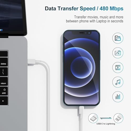 Ultra-Fast 20 W USB-C Charger with 6-Foot Lightning Cable – Convenient 3-Pack for i Phone 14/13 Pro, Ideal for Home and Travel – Superior Durability and Extended Reach for Effortless Charging Anytime