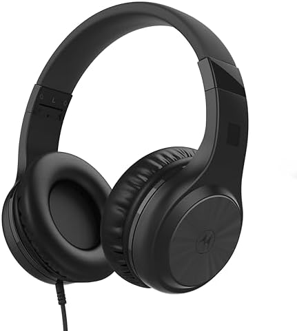 Motorola Sound Moto XT120 Wired Over-Ear Headphones – Immerse Yourself in Dynamic Bass with Foldable Convenience, Adjustable Comfort, and Built-in Microphone for Effortless Calls – Universal 3.5 mm Compatibility and Chic White Finish for Style and Functionality – Your Ultimate Audio Companion for Every Occasion