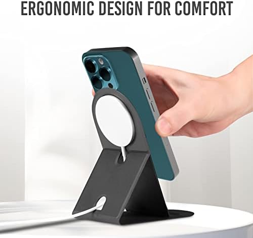 MagSafe Charger Stand – Modern Luxury Style, Compatible with iPhone 14, 13, 12 Series, Magnetic Mount, Black Faux Leather Finish – Enhanced Compatibility and Speed