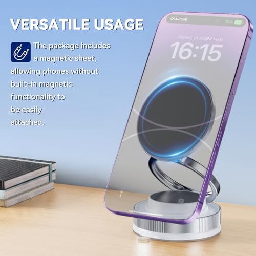 Versatile 360° Magnetic Phone Mount – Foldable Multi-Angle Stand for Cars, Bathrooms, and More – Hands-Free Smartphone Holder with Robust Grip and Hassle-Free Installation for All Devices – Transform Your Viewing Experience with Stylish Design and Enhanced Accessibility