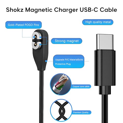 sweguard USB C Charger Cable 3Pack 3.3ft Magnetic Compatible with AfterShokz Aeropex, SHOKZ OPENCOMM, OPENRUN PRO, OPENRUN PRO Mini, OPENRUN, OPENRUN Mini – Enhanced Compatibility and Speed