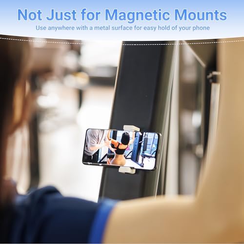 Versatile Magnetic Phone Clamp Holder for Effortless Mounting on Metal Surfaces – Mag Safe-Compatible Smartphone Tripod Adapter with Dual Cold Shoe Mounts and 1/4″ Screw for i Phone, Samsung Galaxy, Google Pixel – Ideal for Gym, Travel, and Photography