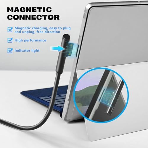 High-Speed 65 W Universal Charger for Microsoft Surface Devices – Compatible with Surface Pro 10, 9, 8, 7+, X, Studio, Go & Surface Book | UL Certified for Safe & Fast Charging | Includes 10.1 FT Cord & Travel Case for On-the-Go Convenience | Dual USB Port for Simultaneous Device Charging