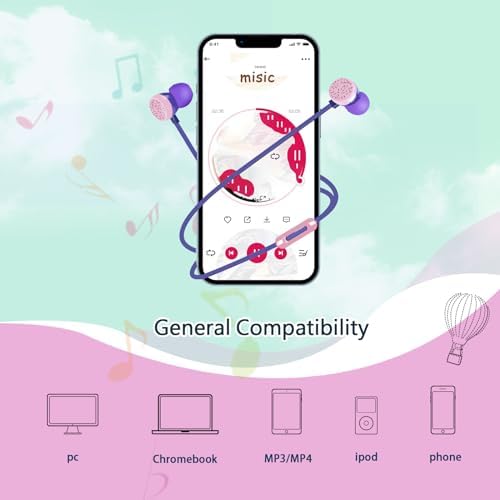 Vibrant Purple Donut Kids Earbuds – Comfortable In-Ear Headphones with Built-In Microphone and Storage Case for School Use – Perfect Wired Earphones for Learning, Play, and Active Lifestyles – Enhanced Compatibility with Multiple Devices