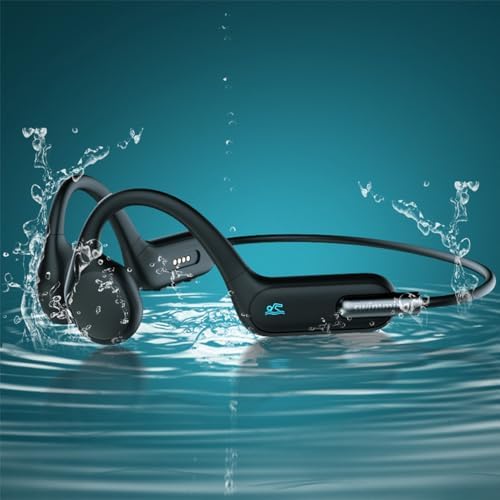 IHAO Ultra-Light Bone Conduction Bluetooth Headphones with Built-In MP3 Player – Open-Ear Ergonomic Earbuds for Active Lifestyles, Perfect for Cycling, Running, and Skiing – Sweat-Proof, Comfortable Fit with Exceptional Sound Clarity and Surround Awareness
