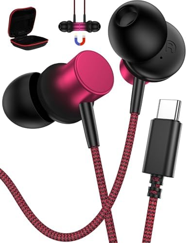 Transform Your Sound Experience: Premium USB-C Noise-Canceling Earbuds with Rich Hi-Fi Bass for Samsung Galaxy S25 Ultra & i Phone 16 – Ergonomic Fit, Durable Design & Built-In Microphone for Effortless Communication and All-Day Comfort