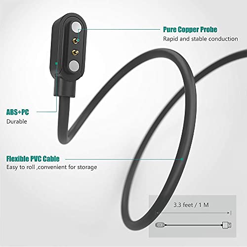 Magnetic USB Charging Cable for Eme Term Explore Charger – 2 Pack of Sleek Black Replacement Cables for Anti-Nausea Wristband – Fast, Durable, and Effortless Connection for On-the-Go Power Solutions
