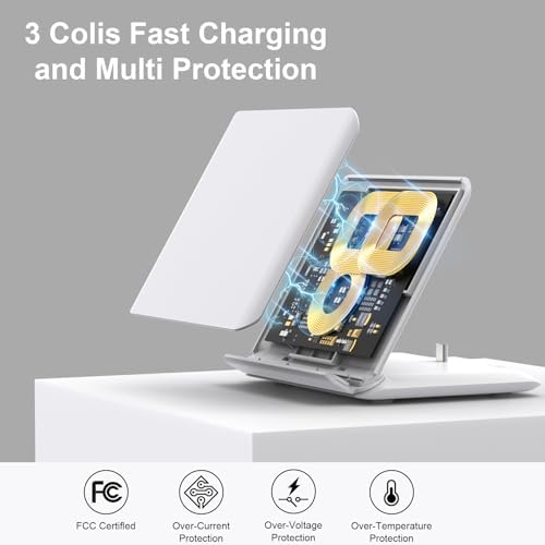 Fast Wireless Charging Pad for Samsung Galaxy Z-Fold Series – 15 W 2-in-1 Charger with PD Adapter for Galaxy Z Fold 6/5/4/3, S24/S23/S22, Note20 Ultra, and Galaxy Buds2 Pro/2/Live – Sleek White Design for Enhanced Compatibility and Efficiency – Perfect for Busy Lifestyles