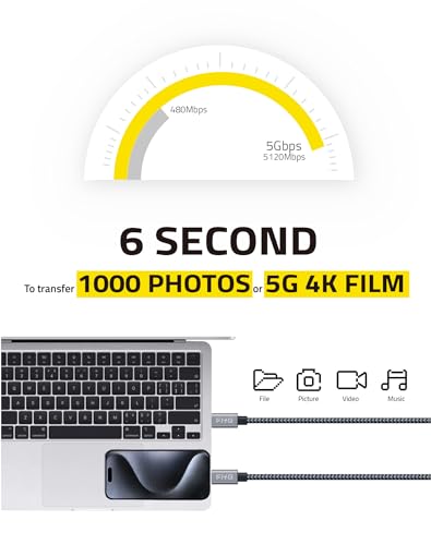 FHG 6 FT USB C to USB C Cable – Ultra-Fast 60 W/3 A Charging & 5 Gbps Data Transfer – Durable Nylon Braided Design, Perfect for i Phone 15 & Android Auto – 2-Pack for Home & Office Efficiency, High Compatibility for All Devices