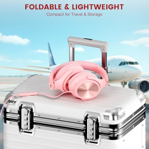 Transform Your Audio Journey with Cowyawn’s Premium USB Type-C Over-Ear Headphones – Stunning Rose Finish, Superior HD Stereo Sound, and Integrated Microphone for Effortless Communication – Ideal for Chromebook, Laptop, and i Phone Users Seeking Optimal Comfort with Portable, Foldable Design