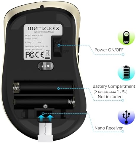 Upgrade Your Workflow with the Memzuoix 2.4 G Wireless Mouse – Ergonomic and Portable 1400 DPI USB Mouse for Laptop, PC & Desktop | 5 Customizable Buttons for Ultimate Control | Ideal for Professionals and Casual Users Alike