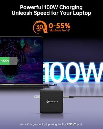 100 W Ga N USB-C Charger – Fast 3-Port PD3.0 Power Adapter for Mac Book Pro & Air, i Phone 15, i Pad Pro – Compact Multi-Device Charging Station with Enhanced Compatibility & Safety Features – Ultra-Fast Charging, 120 W Total Output, Overheat & Short-Circuit Protection